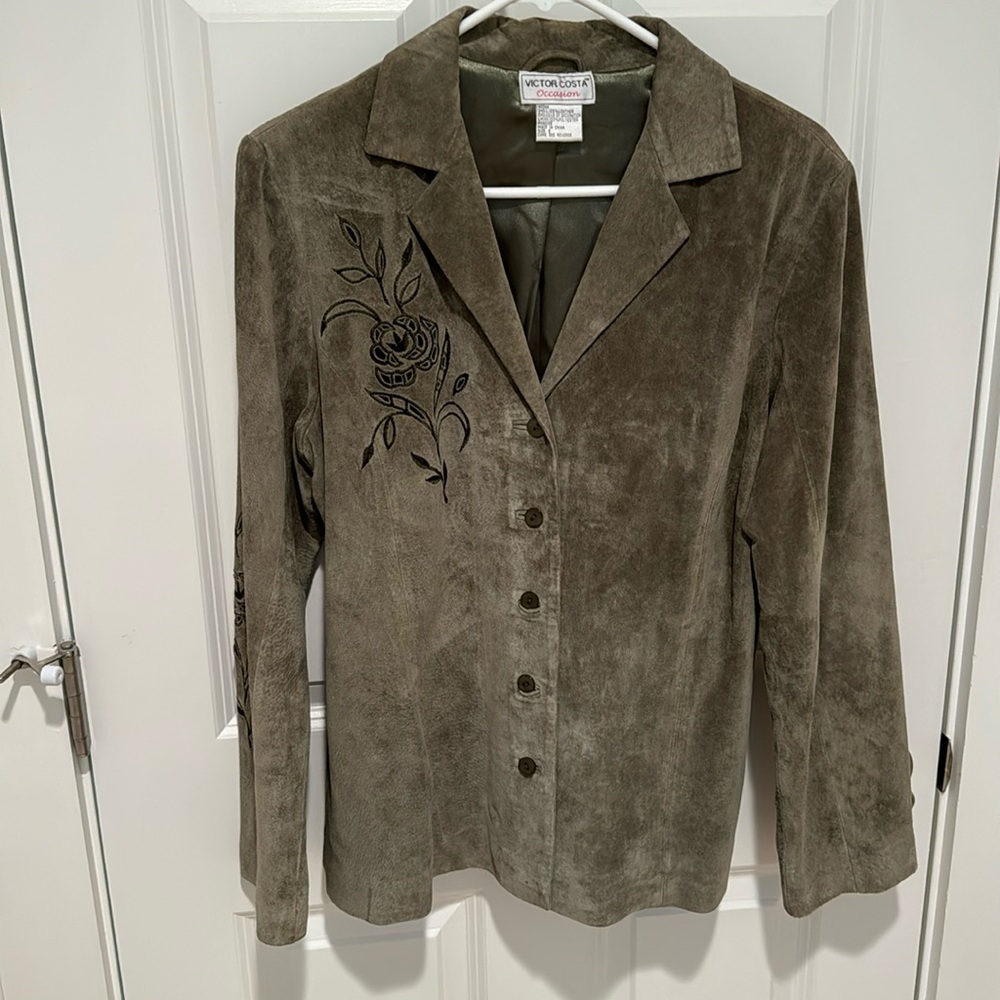 Beautiful Victor Costa Suede Jacket with Cutout Details Size S